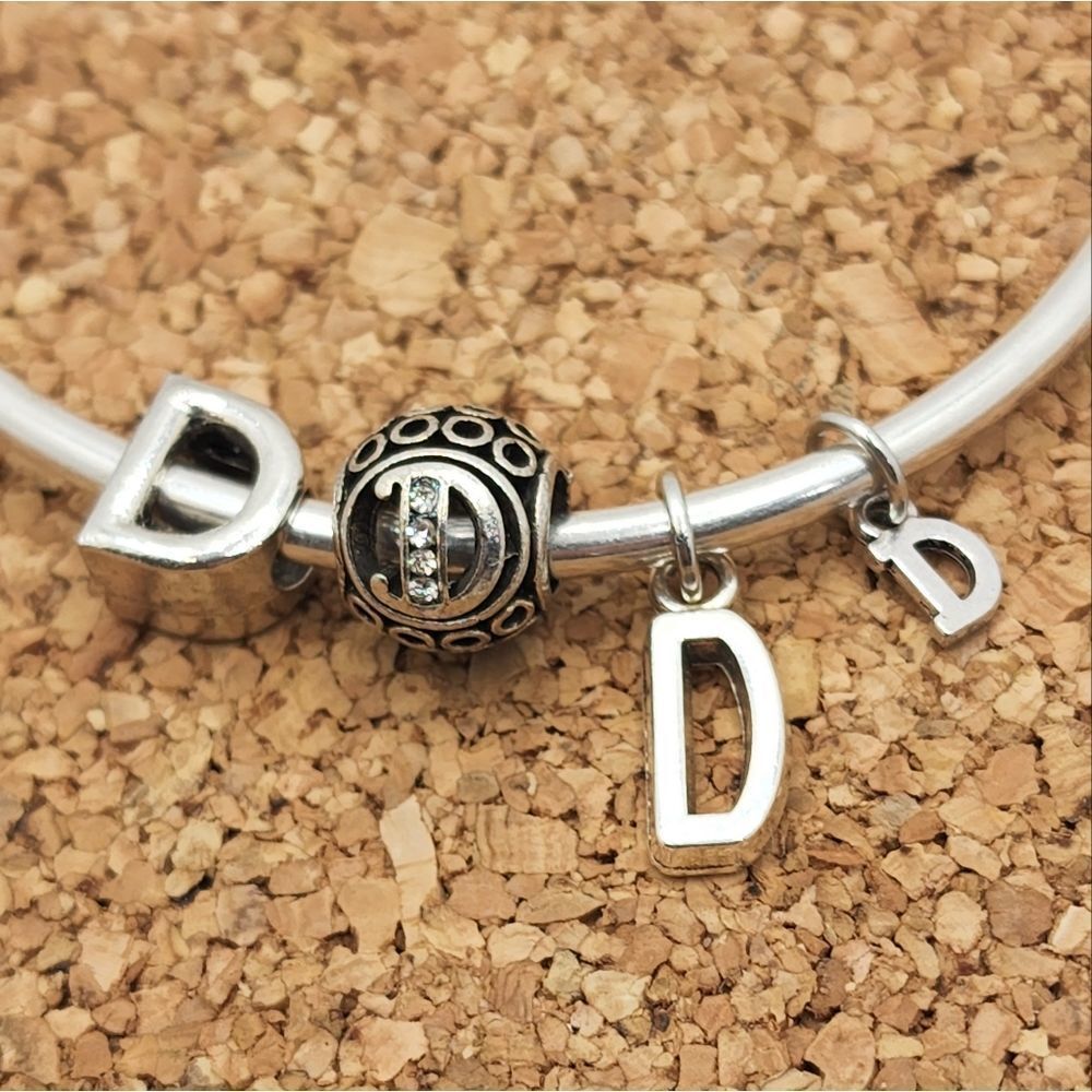 5/$21 ❤ SILVER LETTER D INTIAL ALPHABET CHARM FOR PANDORA